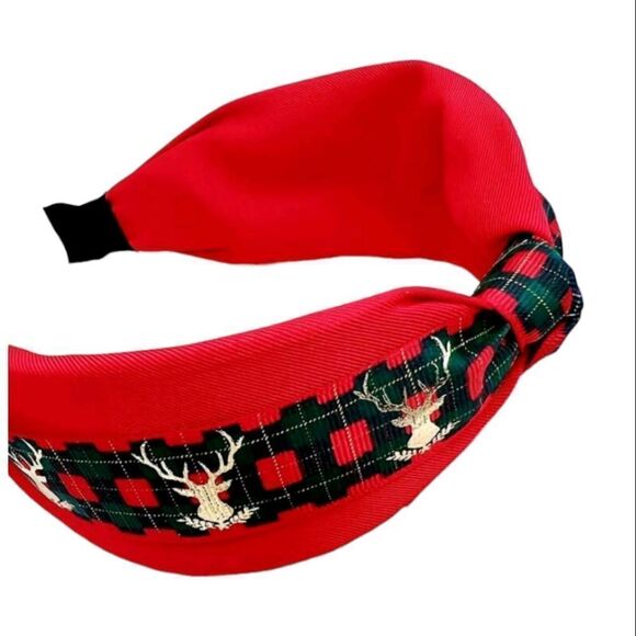 Christmas Plaid Reindeer Headband - Picture 3 of 3